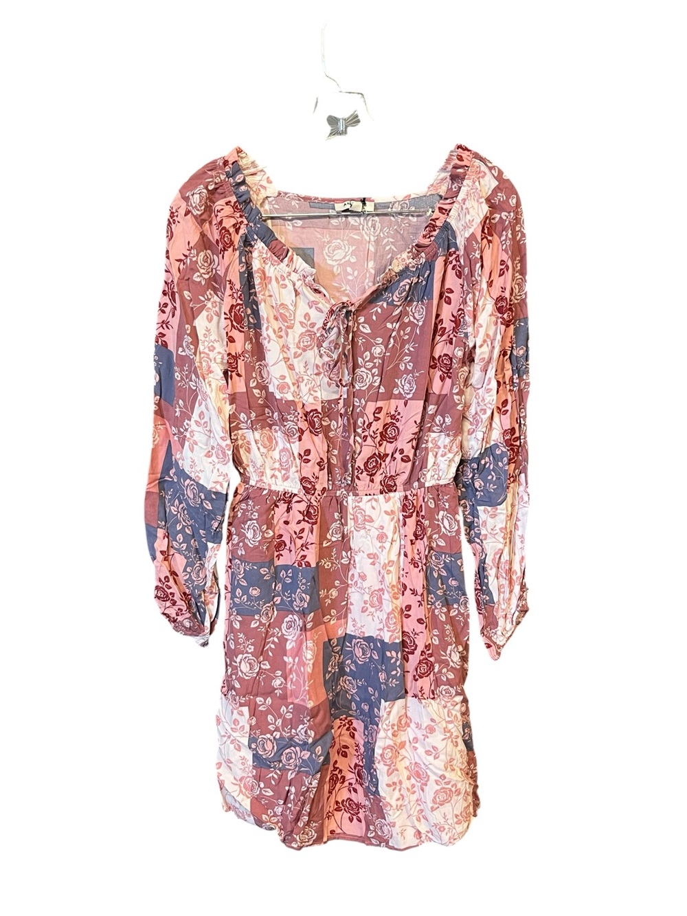 NWT Andrée by Unit Floral Patchwork Mini Dress M Boho Cottagecore Long Sleeve
